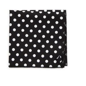 CLIFTON WILSON JACKSON DOT POLKA DOT COTTON POCKET SQUARE BLACK WHITE NWOT